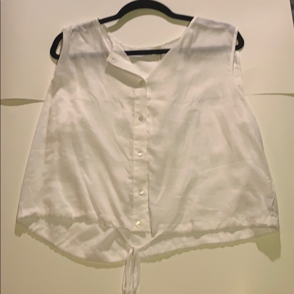 Sheer Babaton Button up sleeveless blouse
